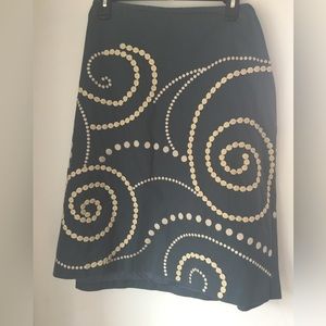 Vintage Boden Grey Embroidered Paisley Skirt Size 18L